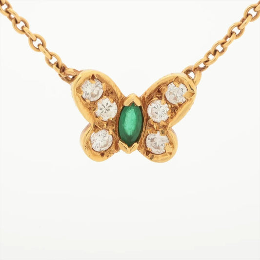 Van Cleef & Arpels Papillon Emerald Diamond 18K Yellow Gold Necklace