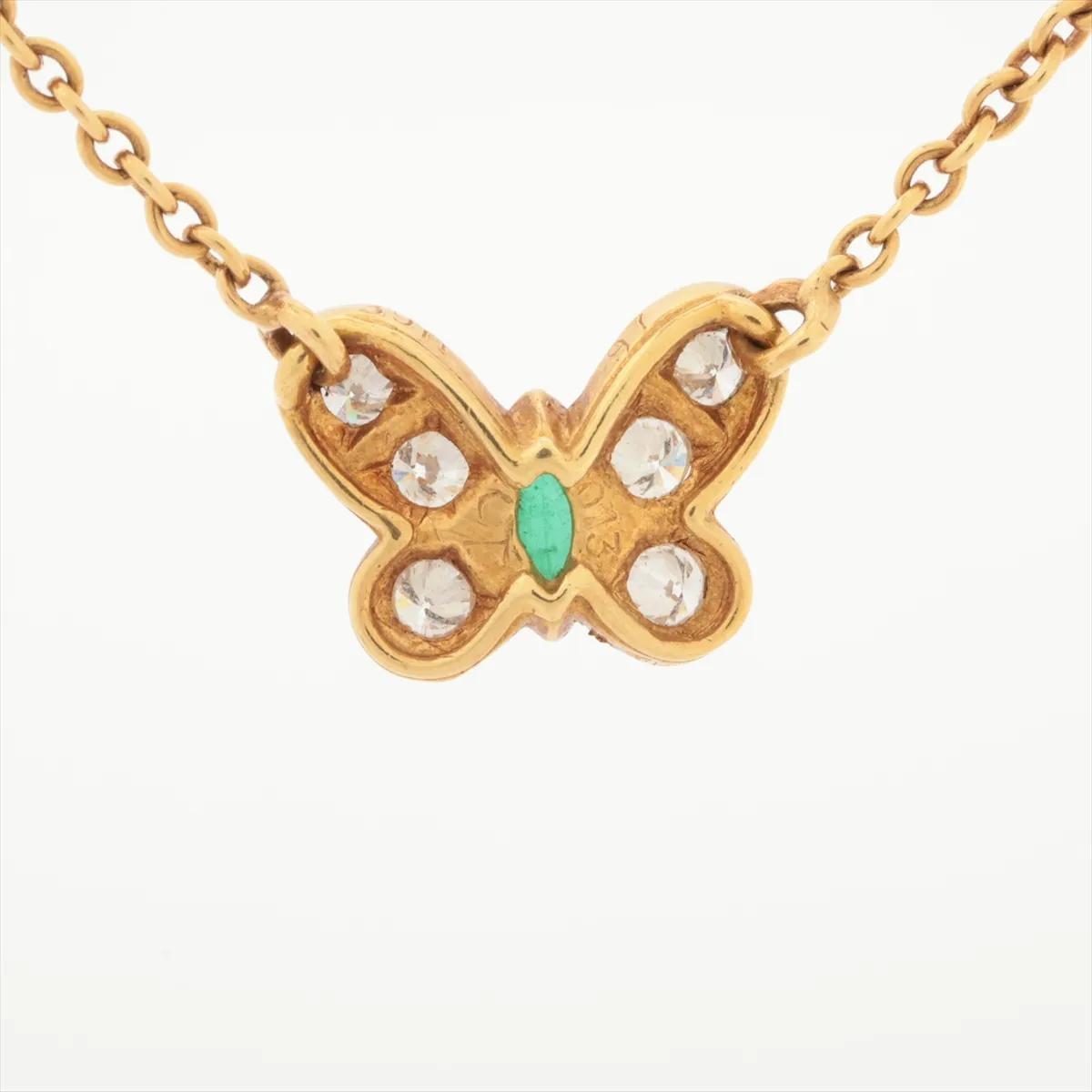 Van Cleef & Arpels Papillon Emerald Diamond 18K Yellow Gold Necklace