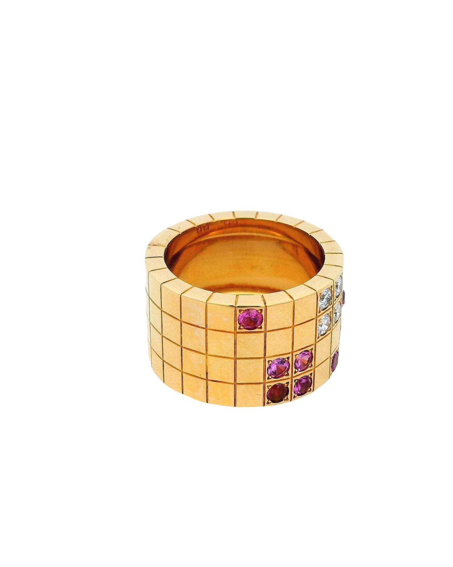 Cartier Laniere Ring Diamonds Pink Sapphires Size 52