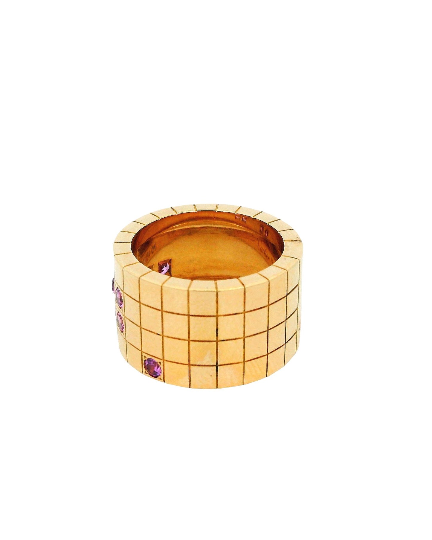 Cartier Laniere Ring Diamonds Pink Sapphires Size 52