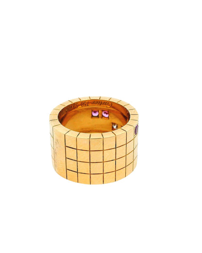 Cartier Laniere Ring Diamonds Pink Sapphires Size 52