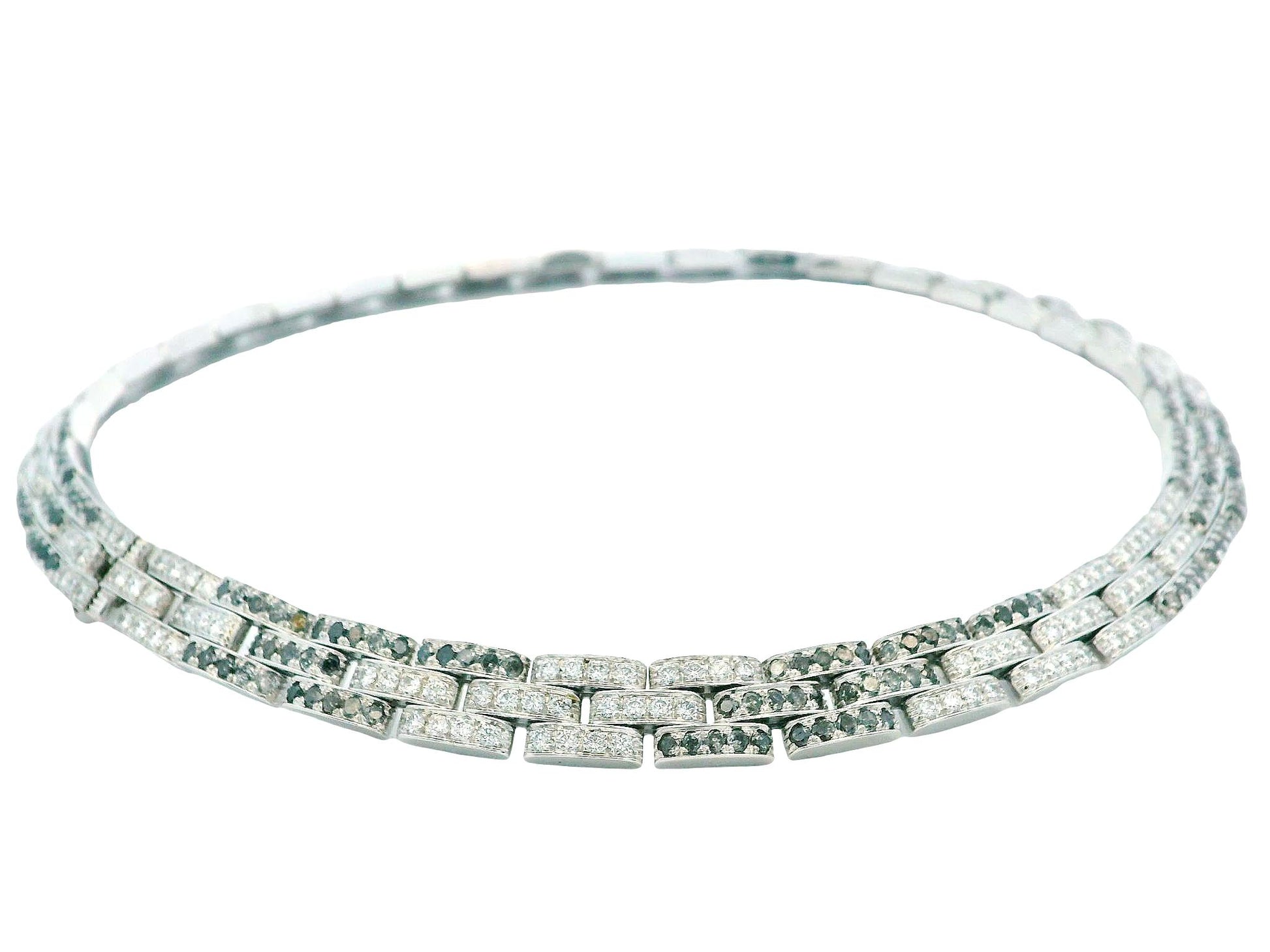 Cartier Panther Black & White Diamonds 18K White Gold Link Necklace
