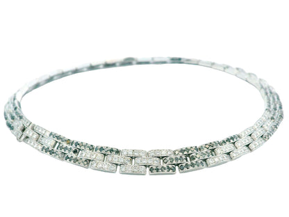 Cartier Panther Black & White Diamonds 18K White Gold Link Necklace