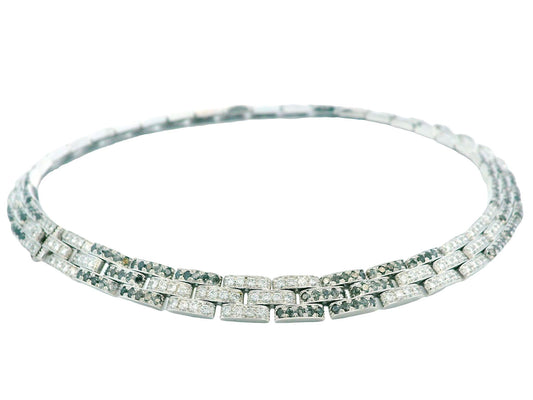 Cartier Panther Black & White Diamonds 18K White Gold Link Necklace