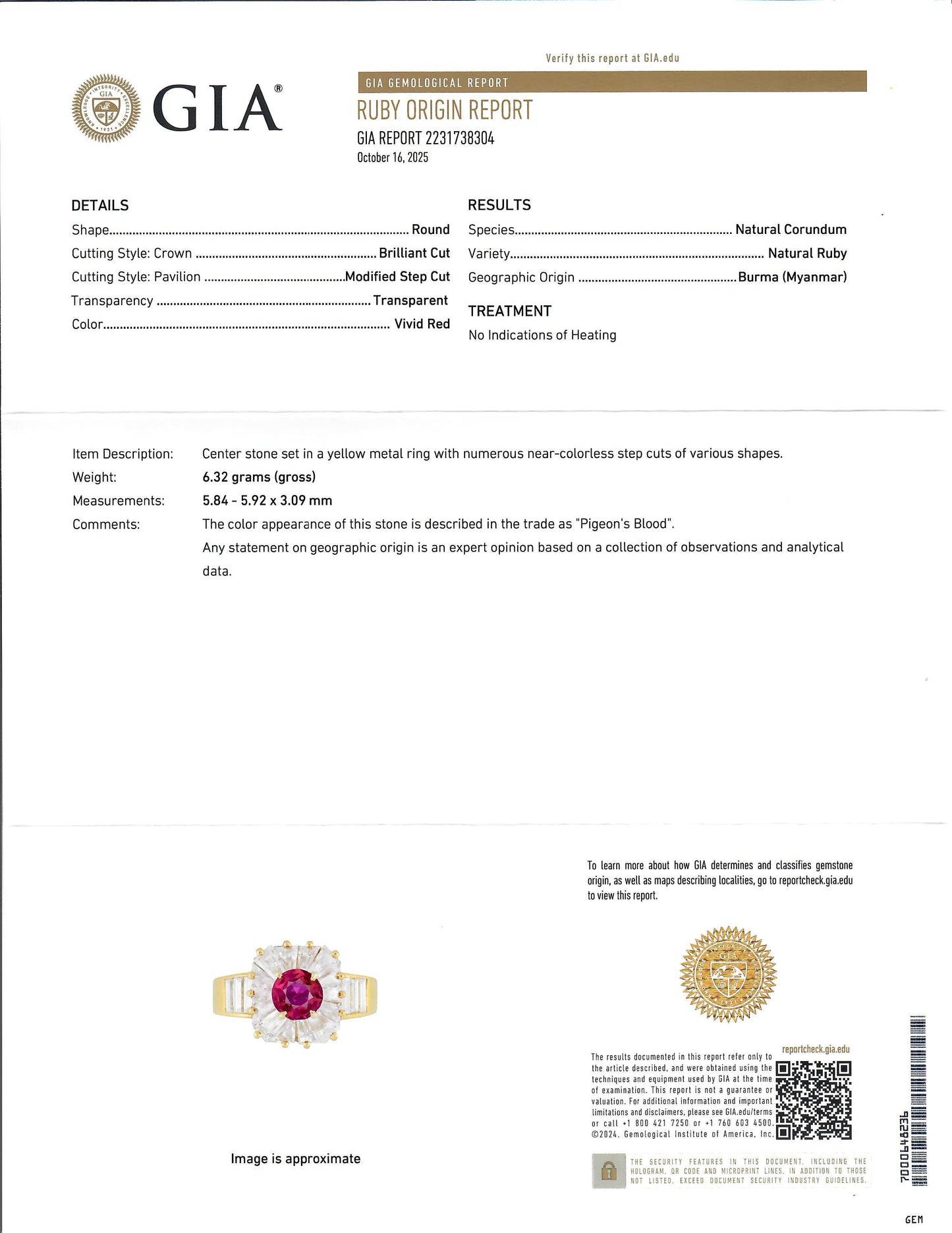 Van Cleef & Arpels 1Ct Burma vivid red Ruby on 18K Gold & Diamonds Ring