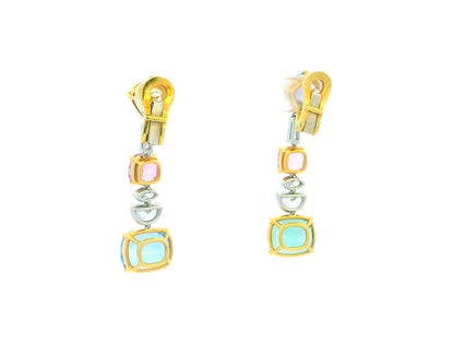 Bvlgari 18K Gold sapphire and diamond Vintage Earrings.