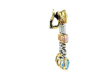 Bvlgari 18K Gold sapphire and diamond Vintage Earrings.