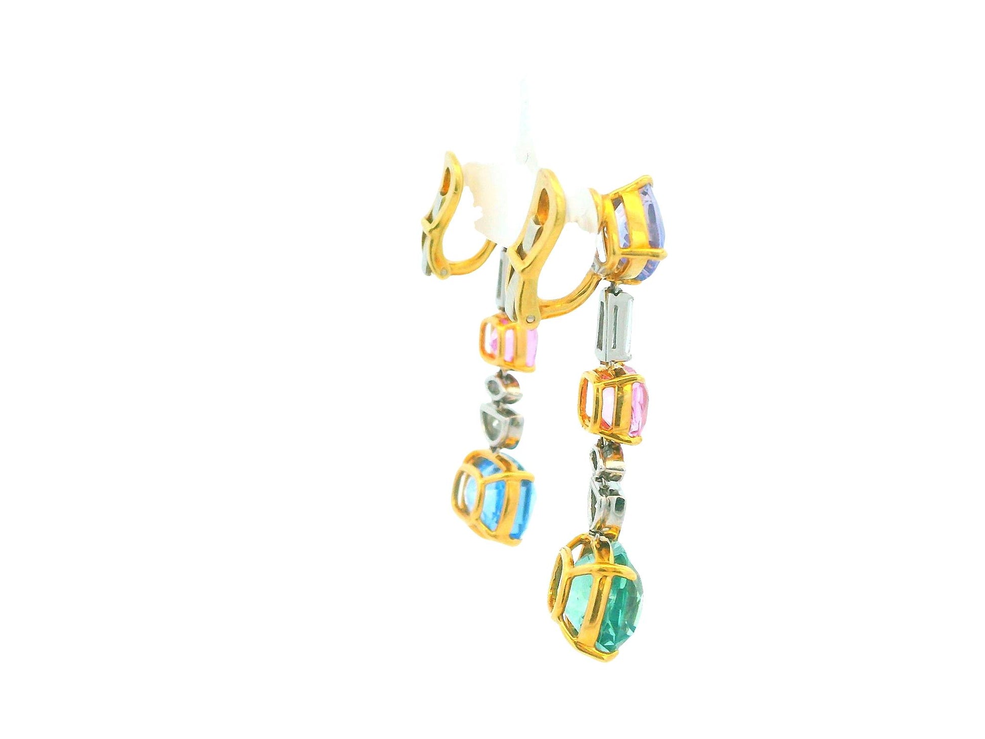 Bvlgari 18K Gold sapphire and diamond Vintage Earrings.