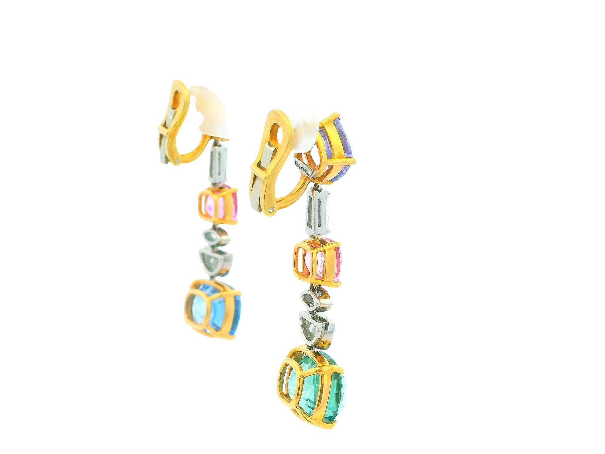Bvlgari 18K Gold sapphire and diamond Vintage Earrings.
