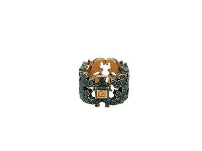 18K w/b Anodized Black Diamonds Pierced  L Center Ring