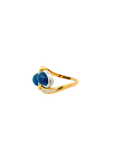 18K Yellow Gold Crossover Sapphire & Diamond Ring