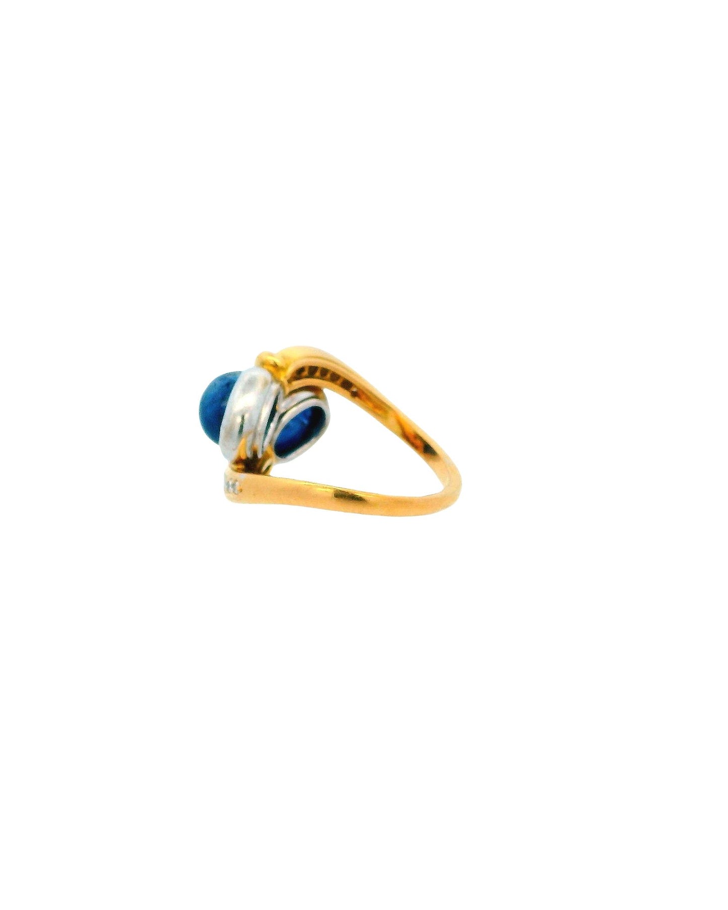 18K Yellow Gold Crossover Sapphire & Diamond Ring