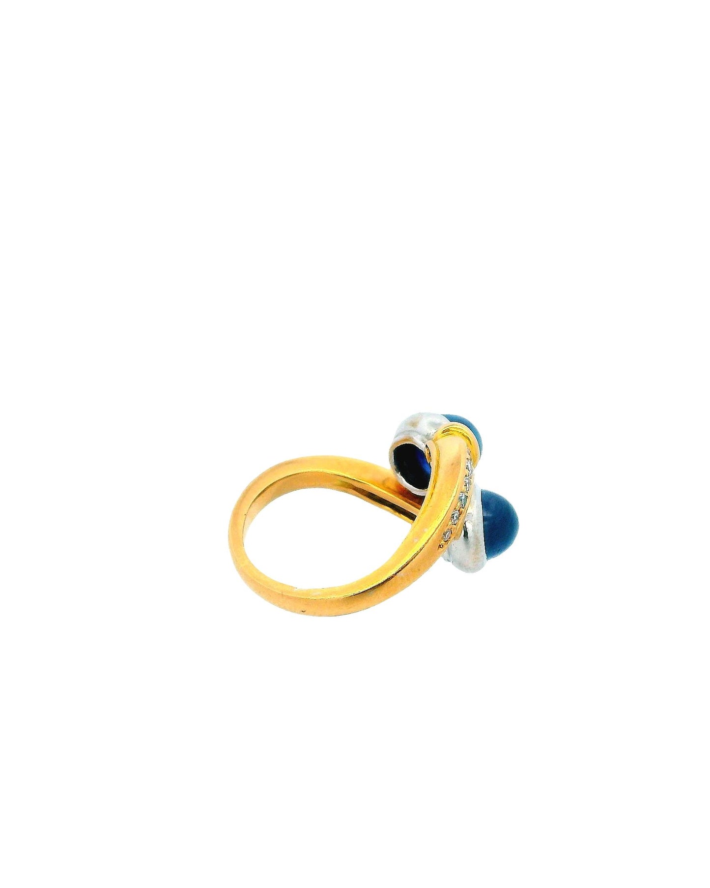 18K Yellow Gold Crossover Sapphire & Diamond Ring