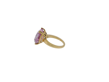 Chopard 18K Yellow Gold Pink Heart Shape Stone with Three Floating Diamond Ring