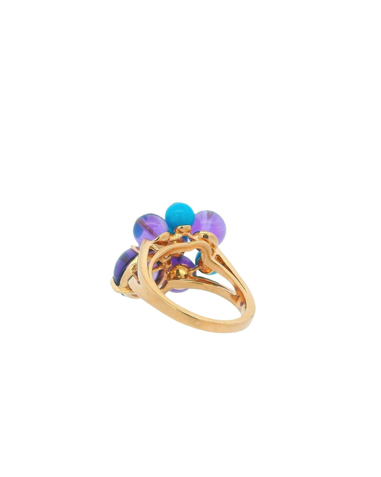 Cartier "Délice de Goya" 18k Gold Ring Amyth, Blue Agate W/Diamond in Center