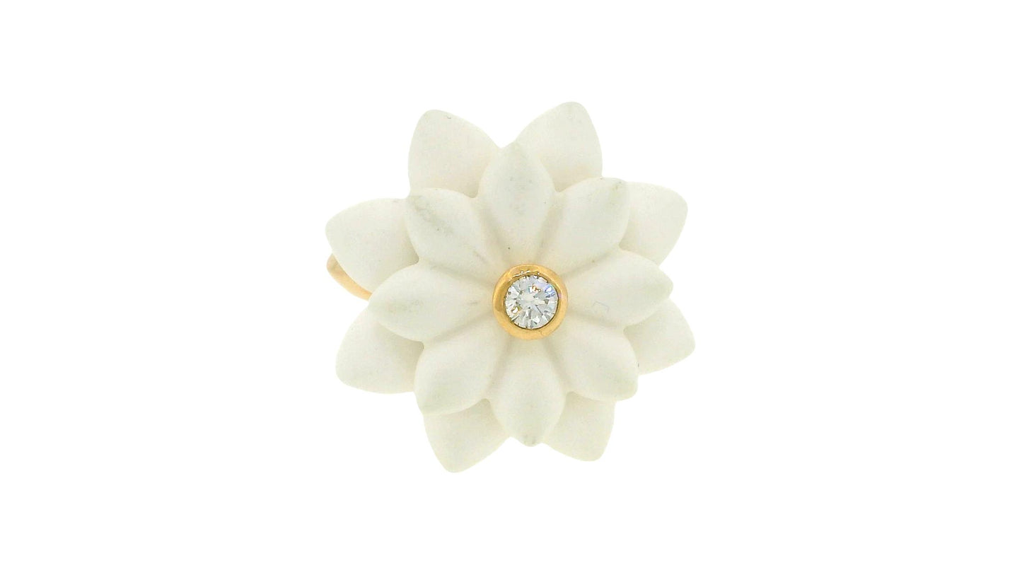 G. Hormann's 18K Rose Gold Rind with Ceramic-Floral Design & Diamond