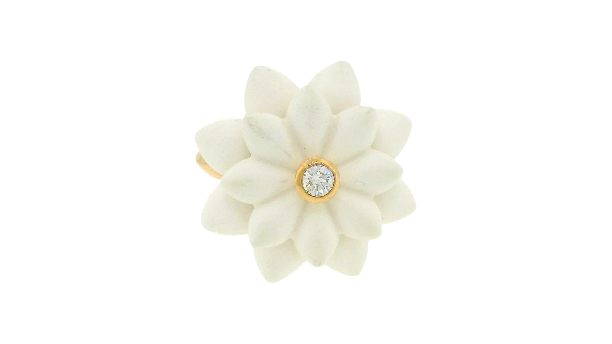 G. Hormann's 18K Rose Gold Rind with Ceramic-Floral Design & Diamond