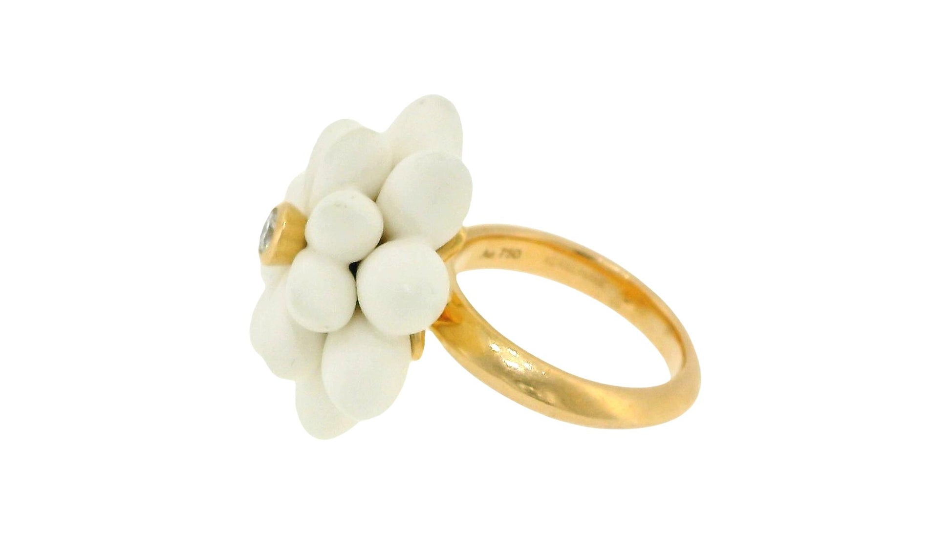 G. Hormann's 18K Rose Gold Rind with Ceramic-Floral Design & Diamond