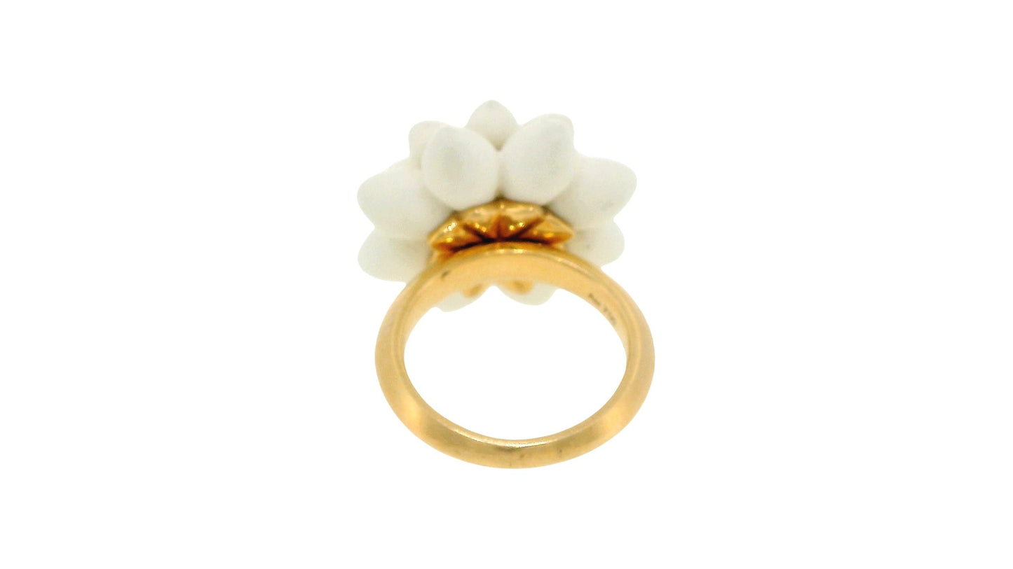 G. Hormann's 18K Rose Gold Rind with Ceramic-Floral Design & Diamond