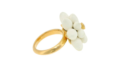 G. Hormann's 18K Rose Gold Rind with Ceramic-Floral Design & Diamond