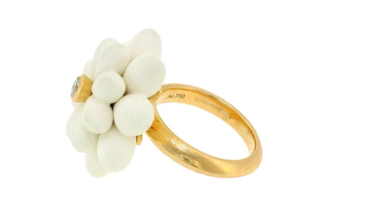 G. Hormann's 18K Rose Gold Rind with Ceramic-Floral Design & Diamond
