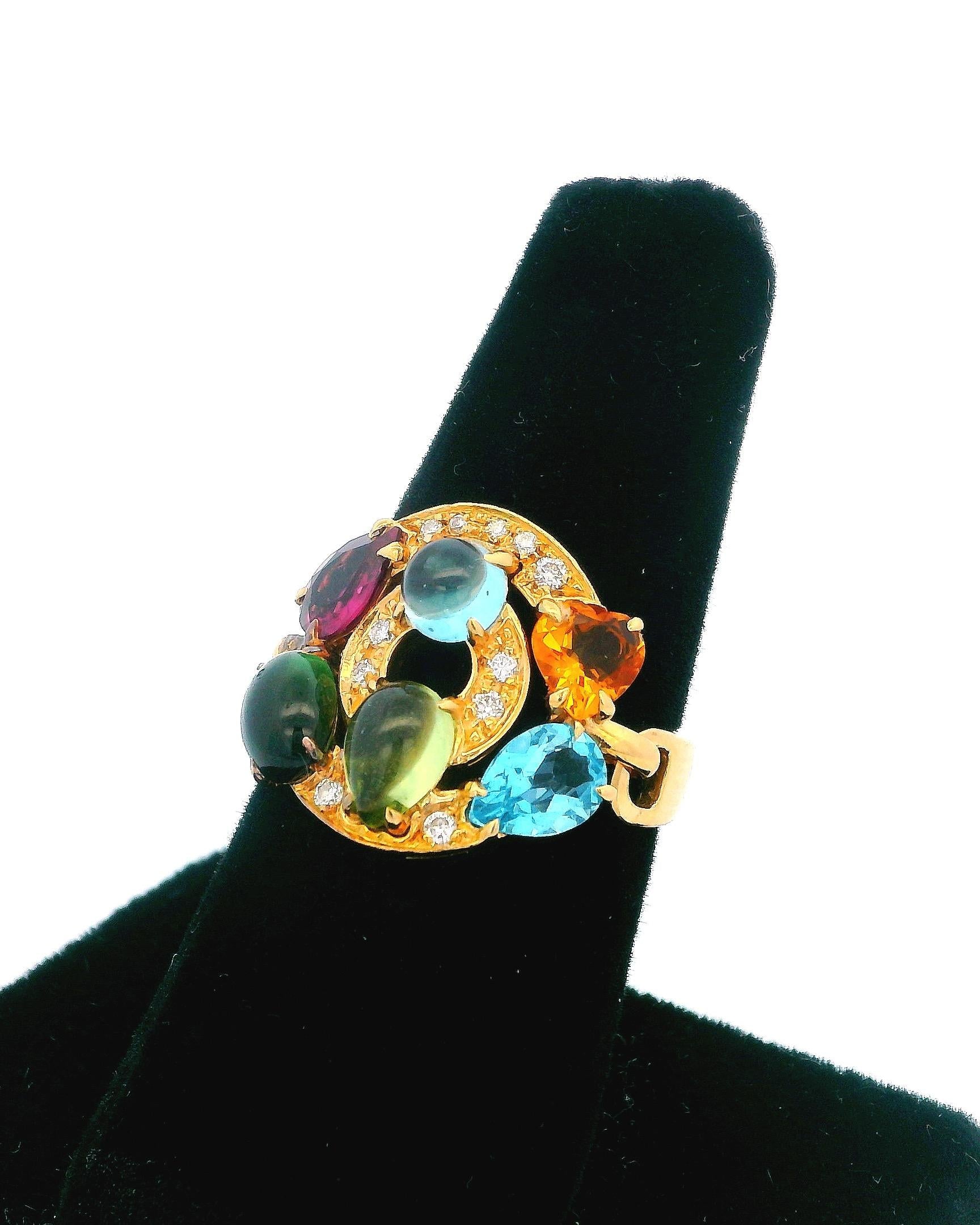 Bvlgari 18k Yellow Gold Multicolor Stones & Diamonds