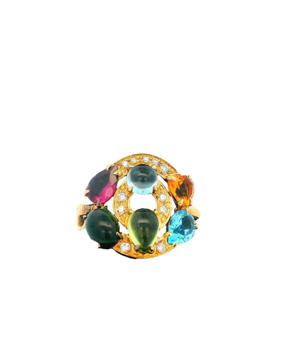 Bvlgari 18k Yellow Gold Multicolor Stones & Diamonds