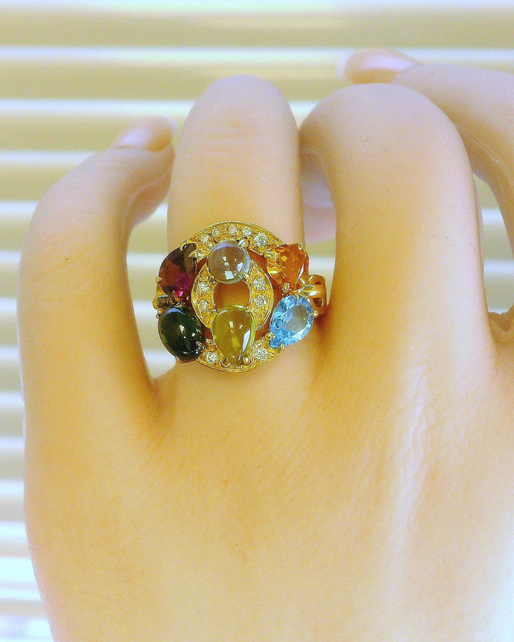 Bvlgari 18k Yellow Gold Multicolor Stones & Diamonds