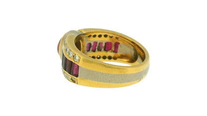 18K Yellow and White Gold Cabochon Ruby Ring