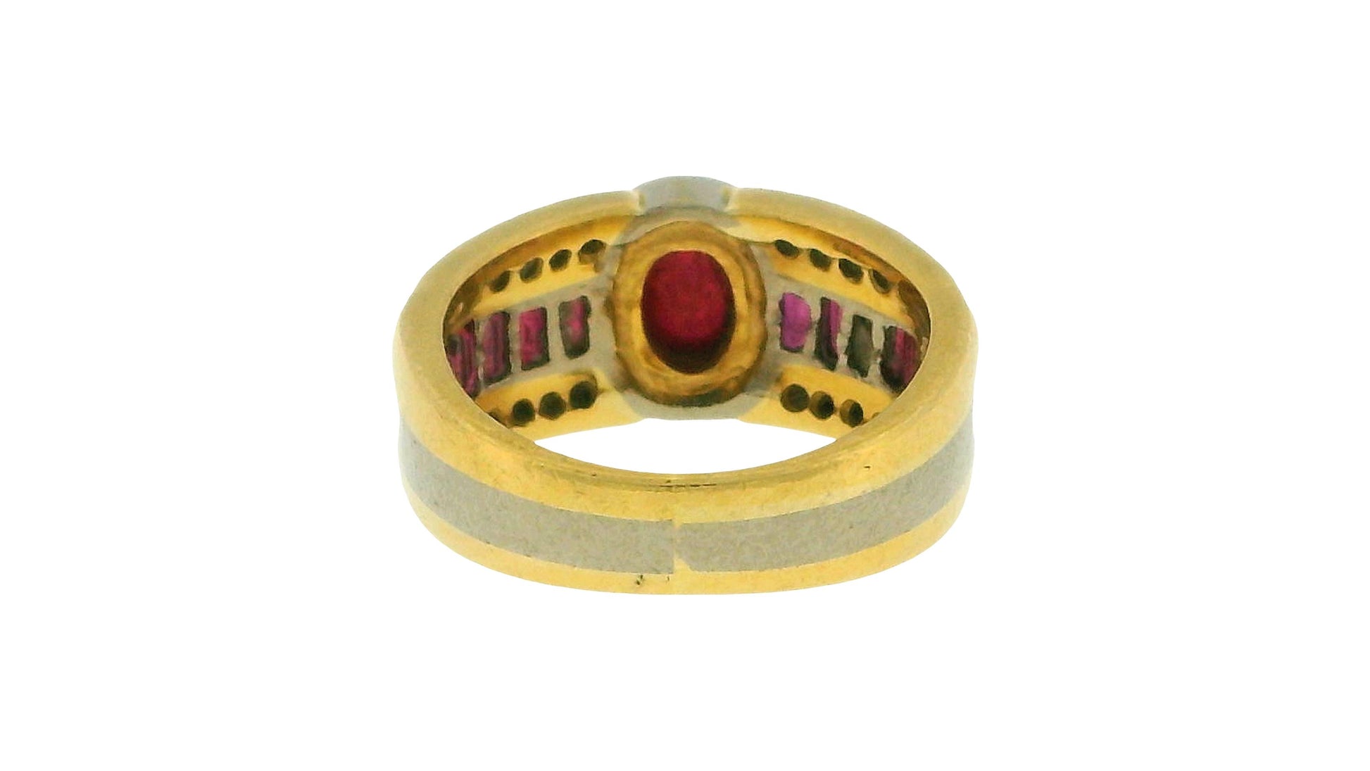 18K Yellow and White Gold Cabochon Ruby Ring