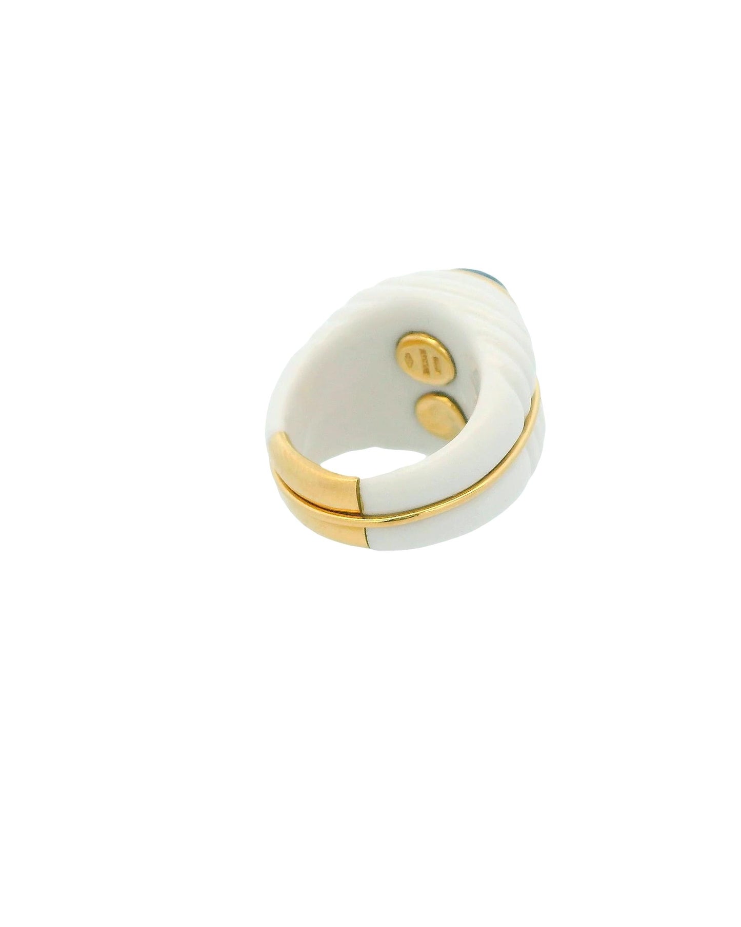 Bvlgari Chandra Ceramic & 18k Gold Fluted Two Stone Ring