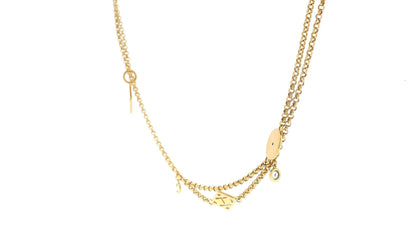 Hermès 18k Gold Double Chain with Diamond Accents and Round Tags Necklace