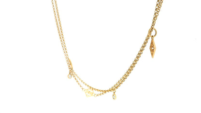 Hermès 18k Gold Double Chain with Diamond Accents and Round Tags Necklace