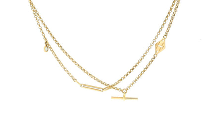 Hermès 18k Gold Double Chain with Diamond Accents and Round Tags Necklace