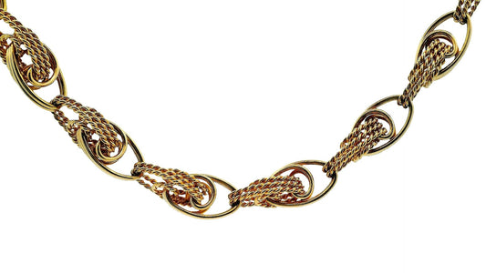 Vintage Estate 14K Yellow Gold Wide Twisted Link Necklace - 26 inches