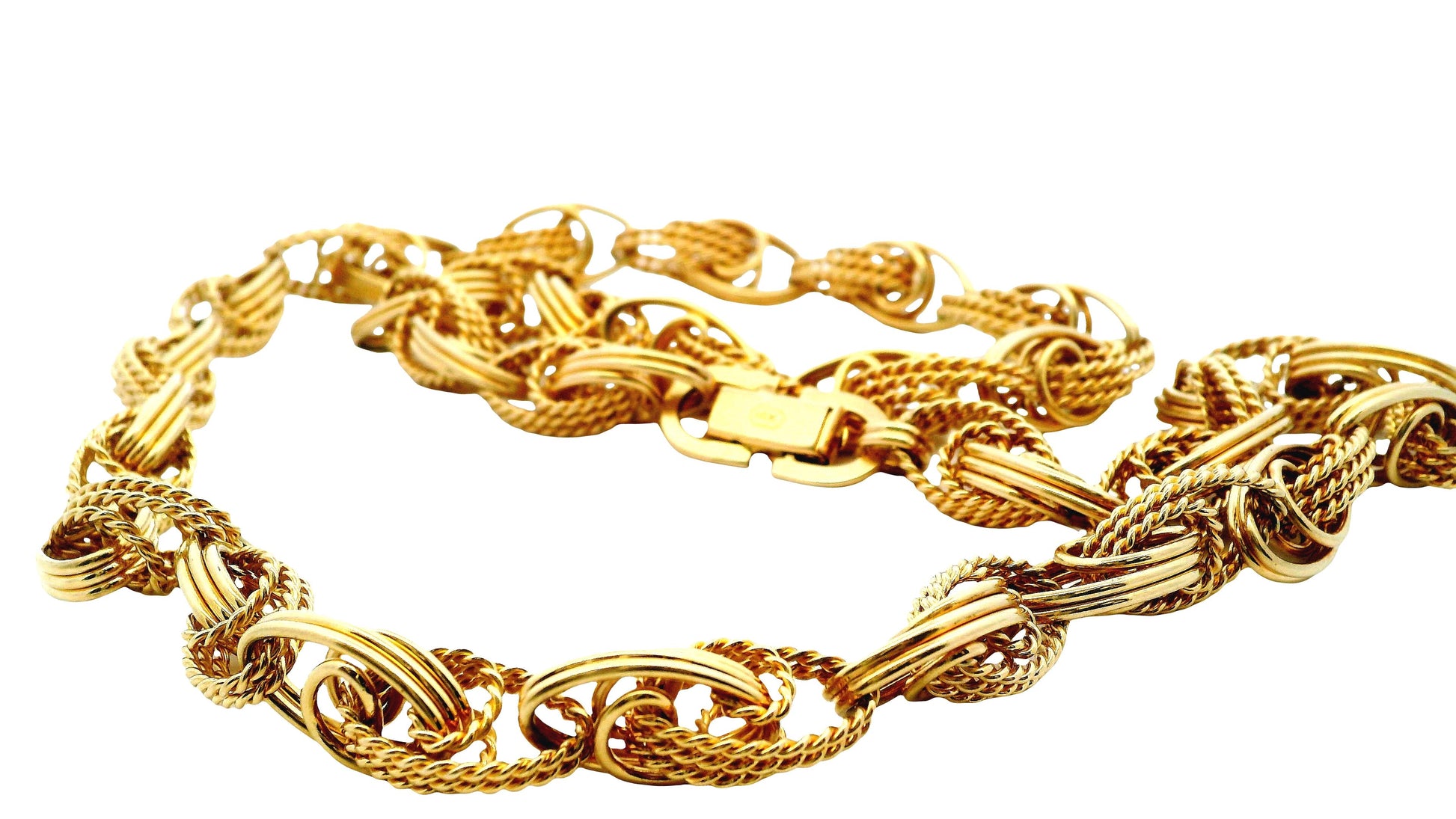 Vintage Estate 14K Yellow Gold Wide Twisted Link Necklace - 26 inches
