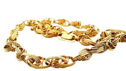 Vintage Estate 14K Yellow Gold Wide Twisted Link Necklace - 26 inches
