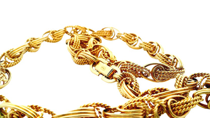Vintage Estate 14K Yellow Gold Wide Twisted Link Necklace - 26 inches