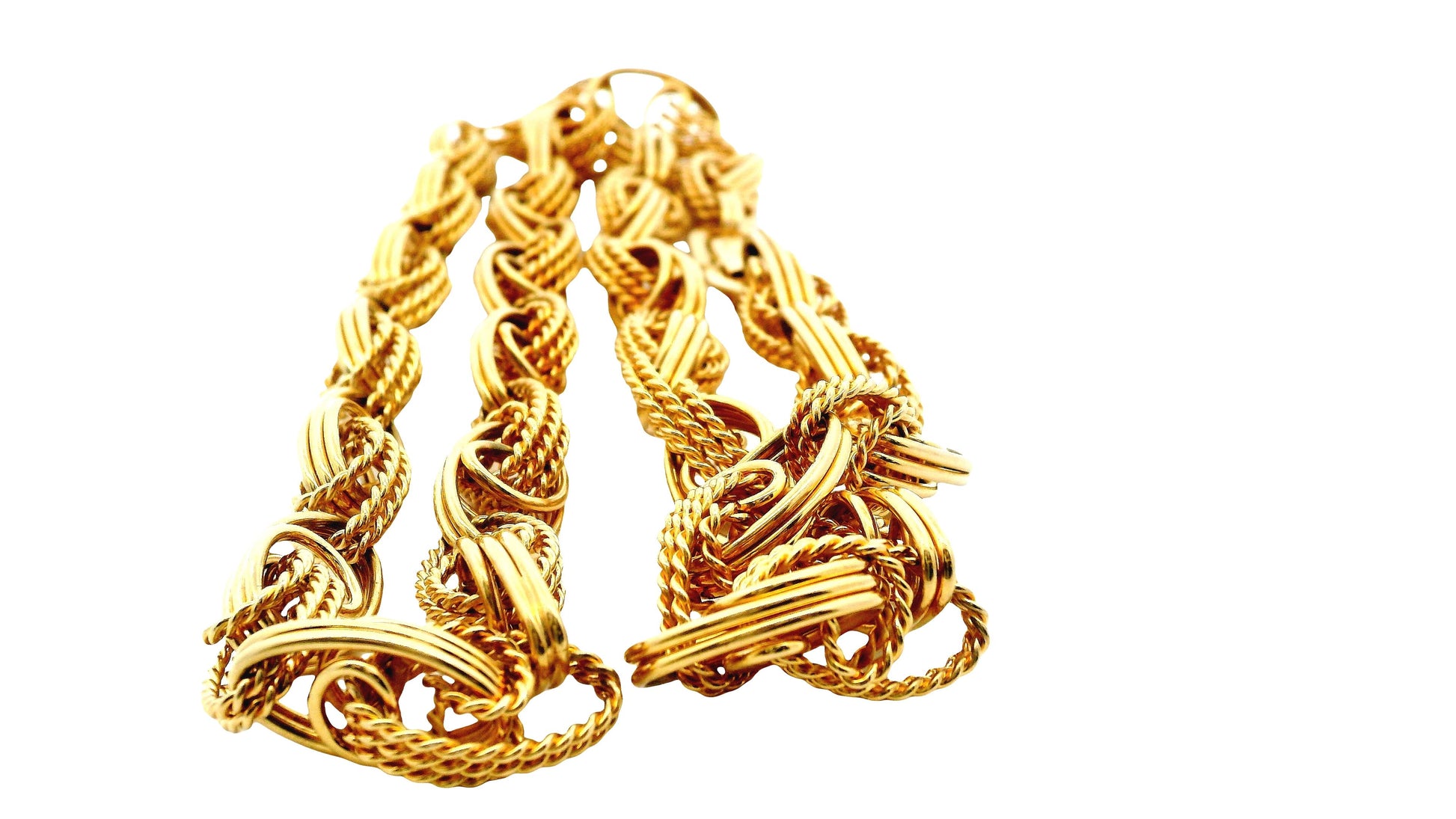Vintage Estate 14K Yellow Gold Wide Twisted Link Necklace - 26 inches