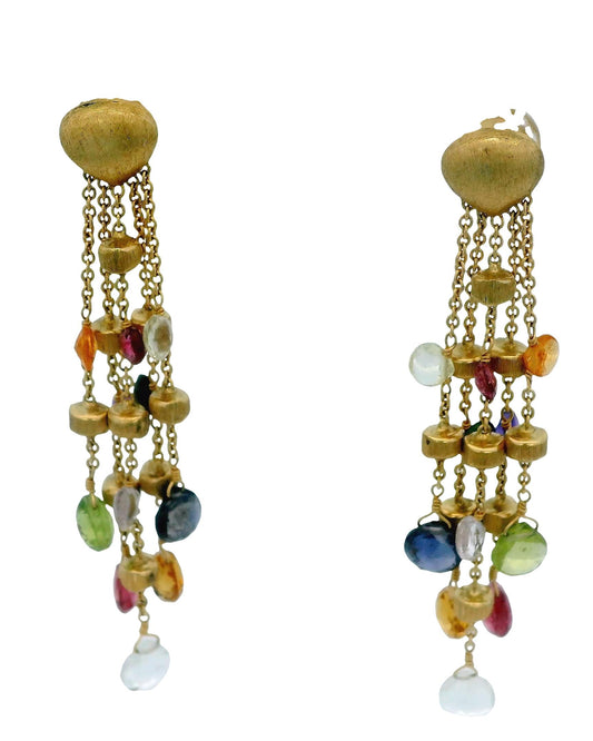 Marco Bicego Paradise 4 Strand Mixed Gemstone Earring in 18k Yellow Gold