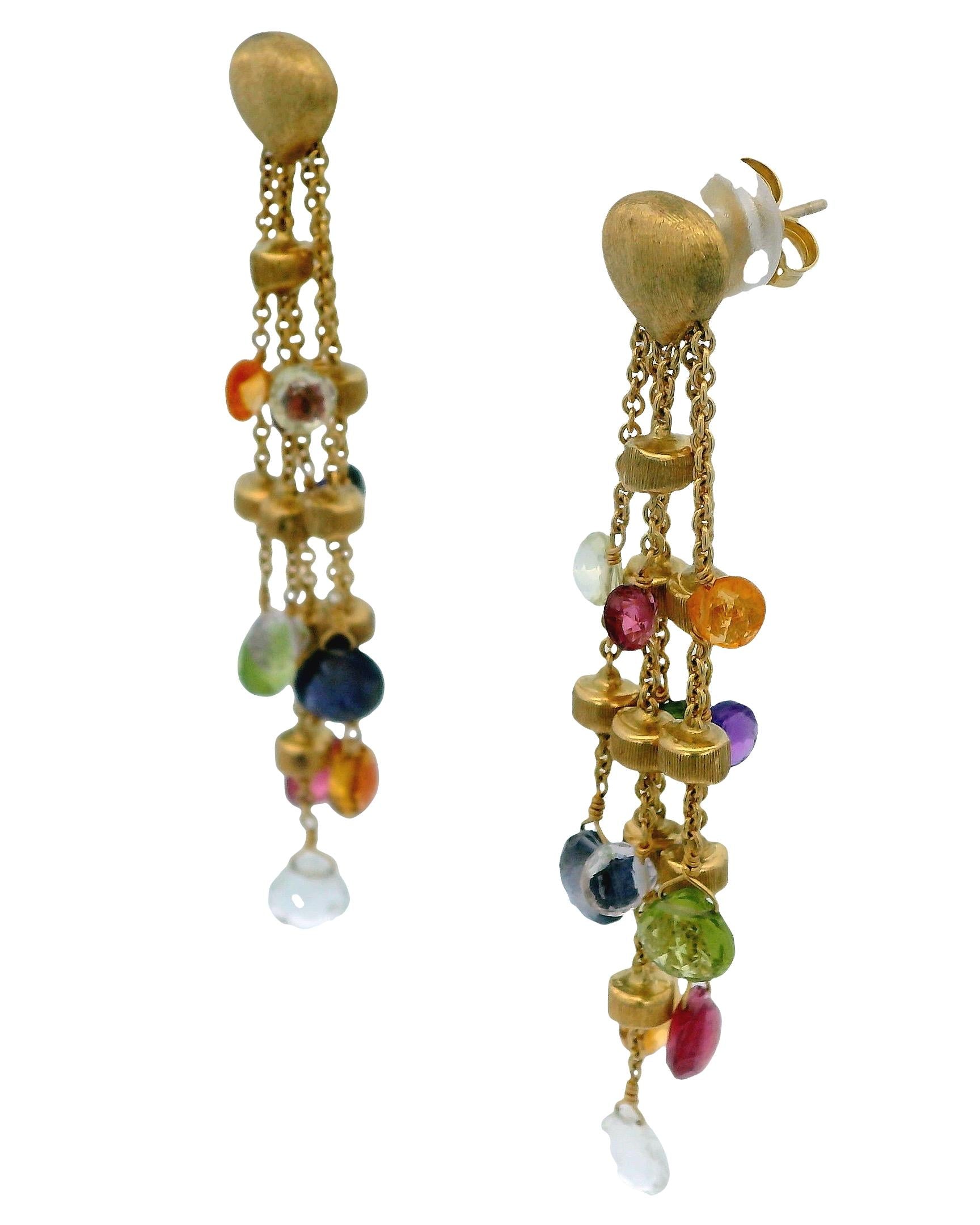 Marco Bicego Paradise 4 Strand Mixed Gemstone Earring in 18k Yellow Gold