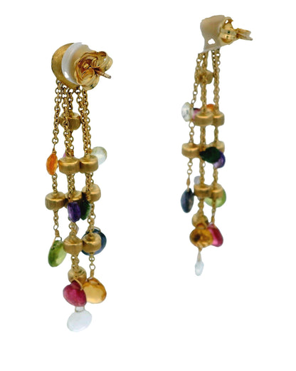 Marco Bicego Paradise 4 Strand Mixed Gemstone Earring in 18k Yellow Gold