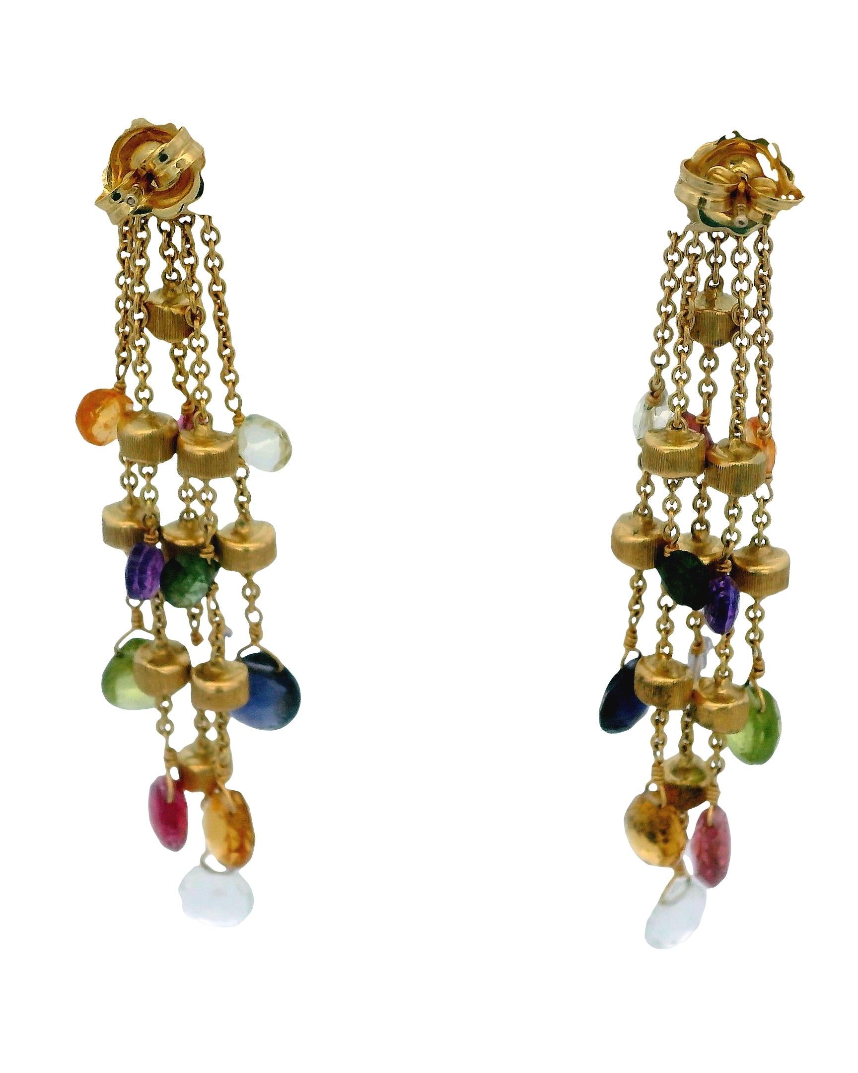 Marco Bicego Paradise 4 Strand Mixed Gemstone Earring in 18k Yellow Gold