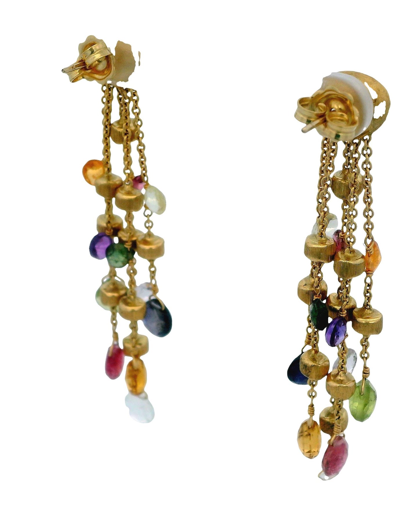 Marco Bicego Paradise 4 Strand Mixed Gemstone Earring in 18k Yellow Gold
