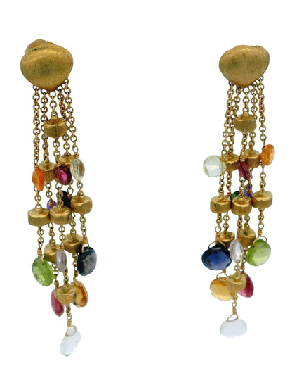 Marco Bicego Paradise 4 Strand Mixed Gemstone Earring in 18k Yellow Gold