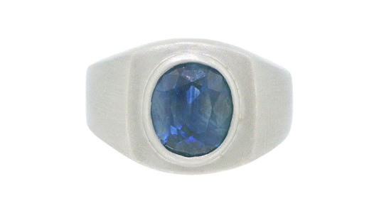 Platinum Center Sapphire Set Ring W/GIA Certificate