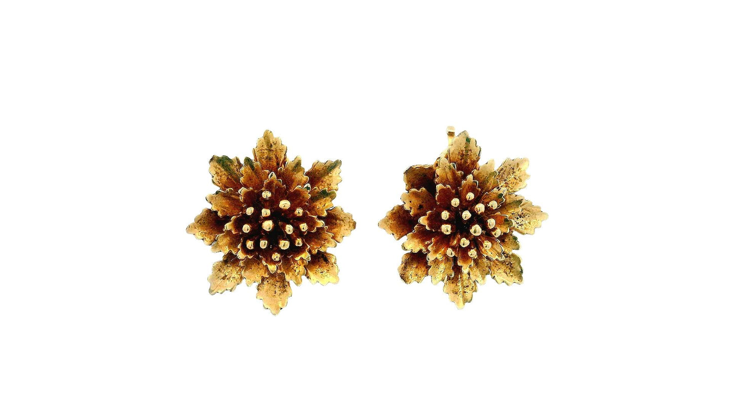 Cartier 14K Yellow Gold Flower Clip-On Earrings