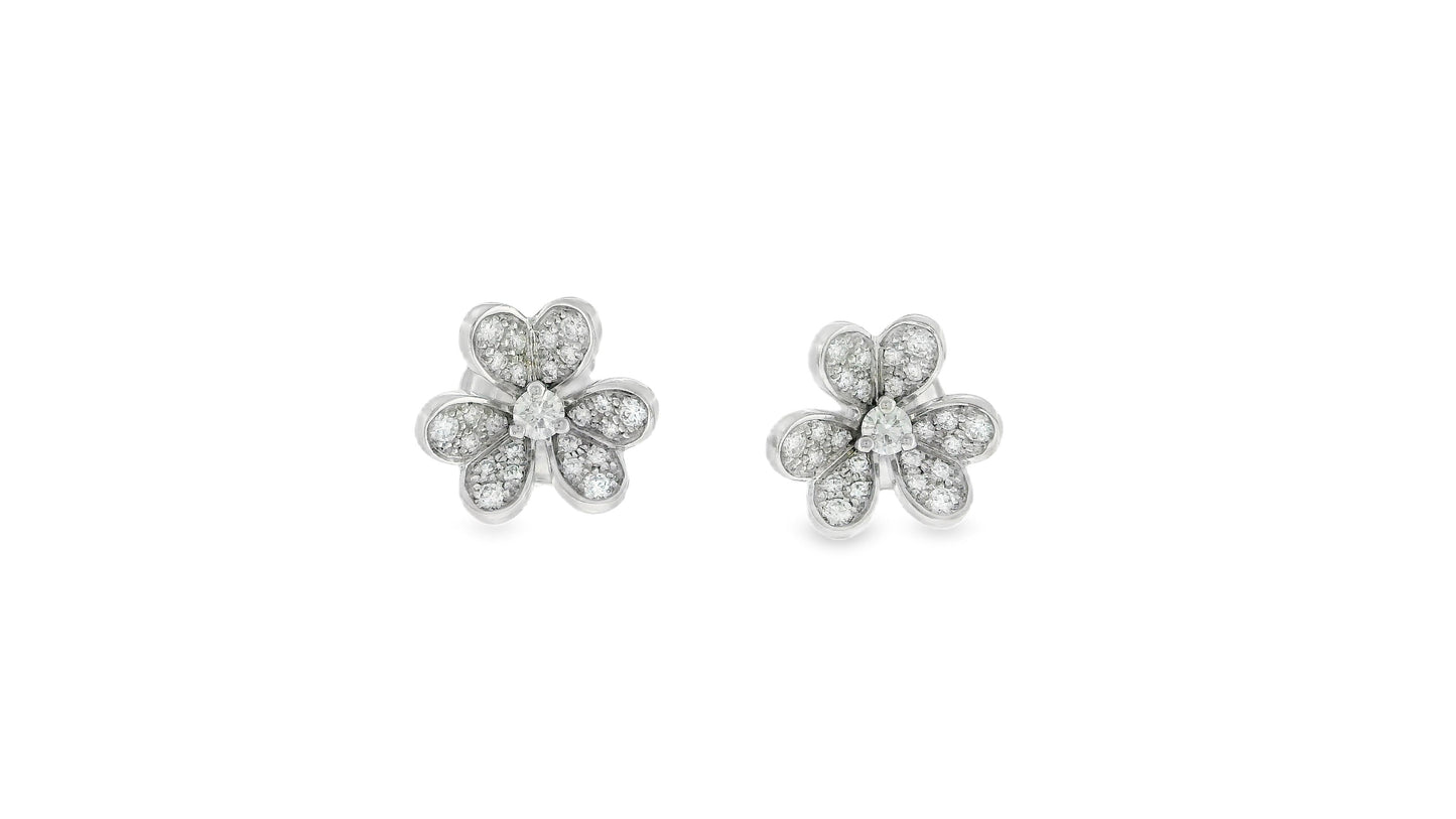 Van Cleef & Arpels 18K White Gold Diamond Frivole Earrings