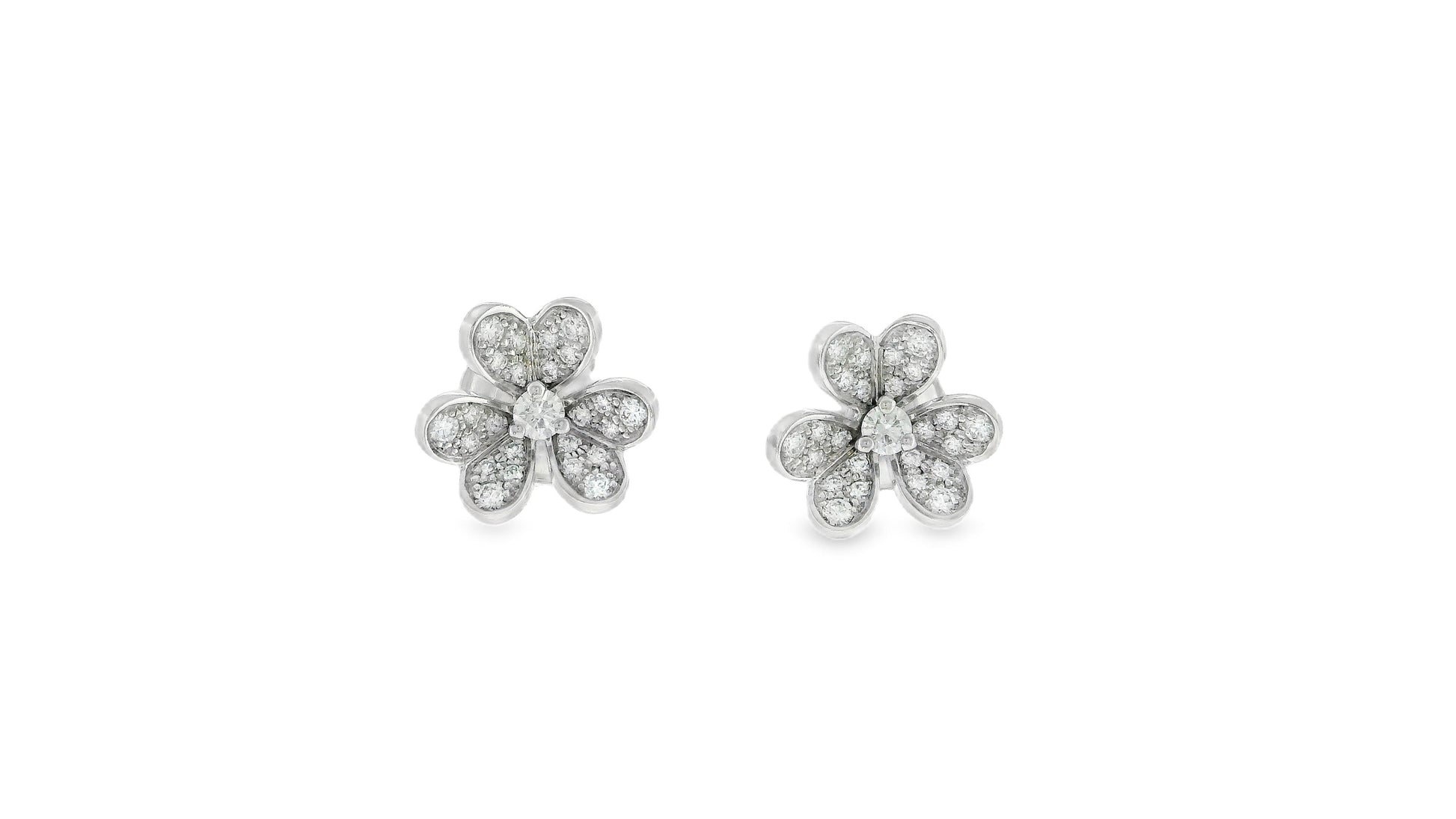 Van Cleef & Arpels 18K White Gold Diamond Frivole Earrings