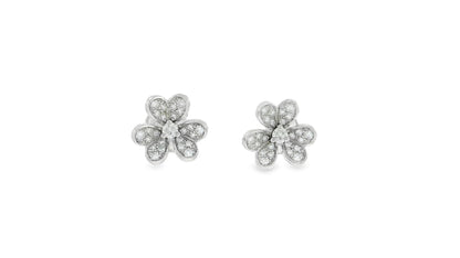 Van Cleef & Arpels 18K White Gold Diamond Frivole Earrings